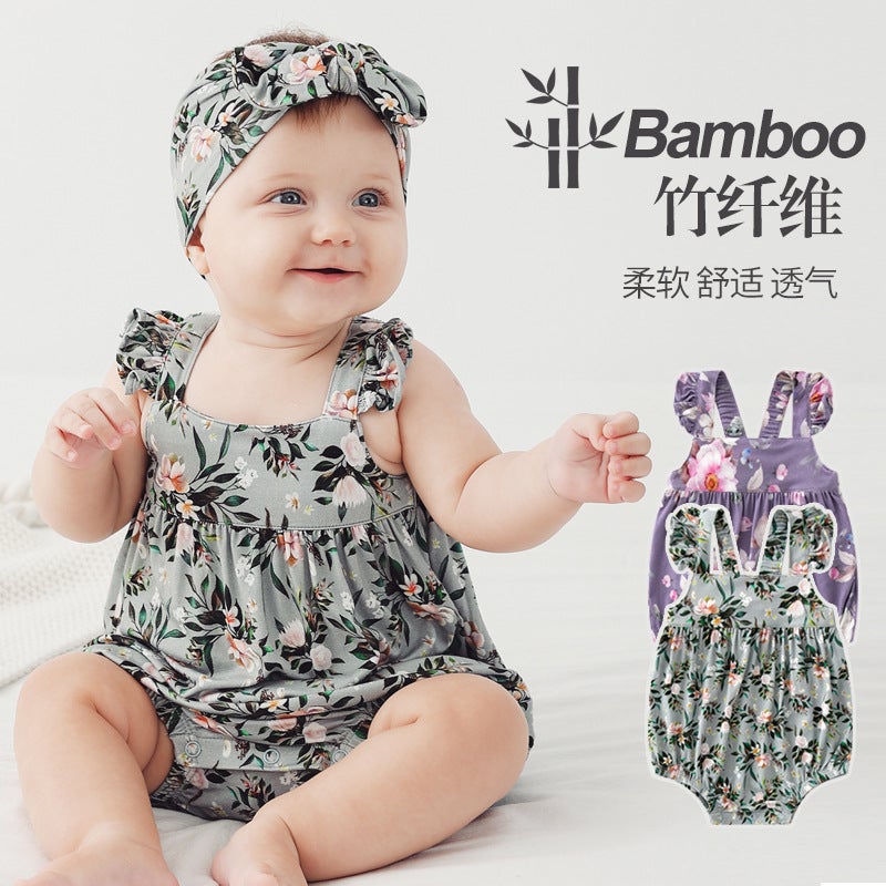 European and American Bamboo Bamboo fiber western style baby Summer suspenders triangle khaki baby suspenders - Image 2