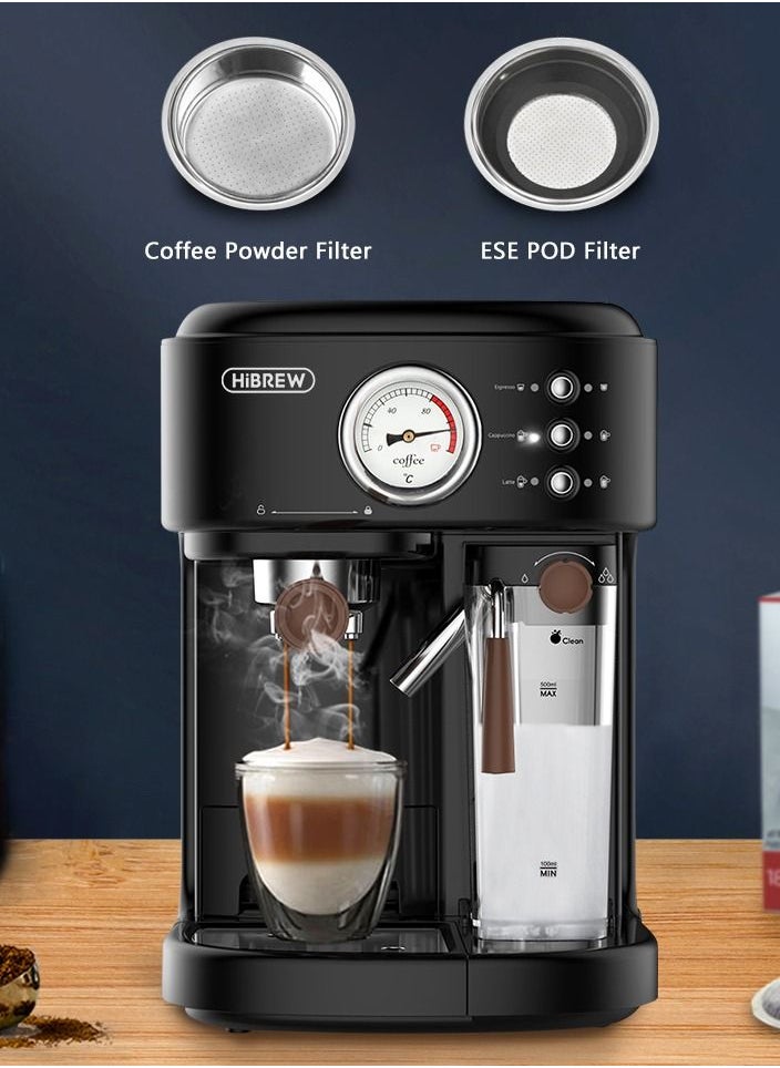 HiBREW HiBREW Fully Automatic Espresso Cappuccino Latte  High Pressure Steam 3 in 1 Coffee Machine Automatic Hot Milk Froth ESE Pod And Ground Coffee H8A  - Image 2