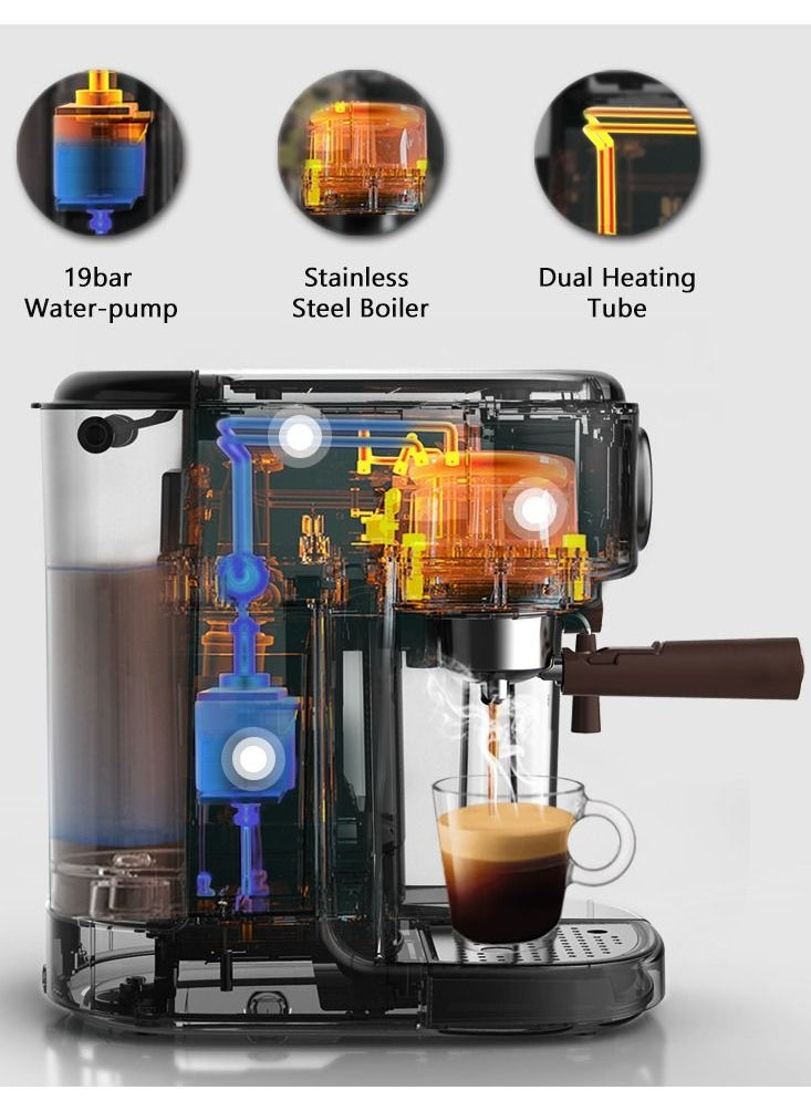 HiBREW HiBREW Fully Automatic Espresso Cappuccino Latte  High Pressure Steam 3 in 1 Coffee Machine Automatic Hot Milk Froth ESE Pod And Ground Coffee H8A  - Image 3