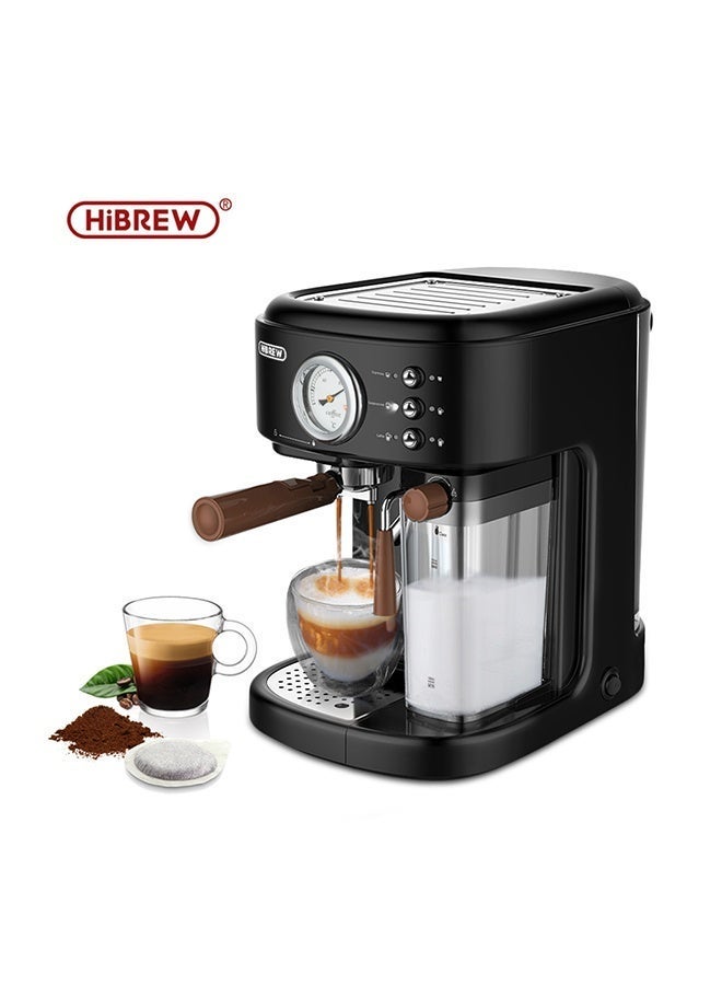 هيبرو ماكينة قهوة هاي برو الأوتوماتيكية بالكامل ٣ في ١، لتحضير الإسبريسو والكابتشينو واللاتيه، تعمل بالبخار عالي الضغط، وتُنتج رغوة الحليب الساخن تلقائيًا، وتستخدم كبسولات القهوة والقهوة المطحونة (H8A). - Image 1