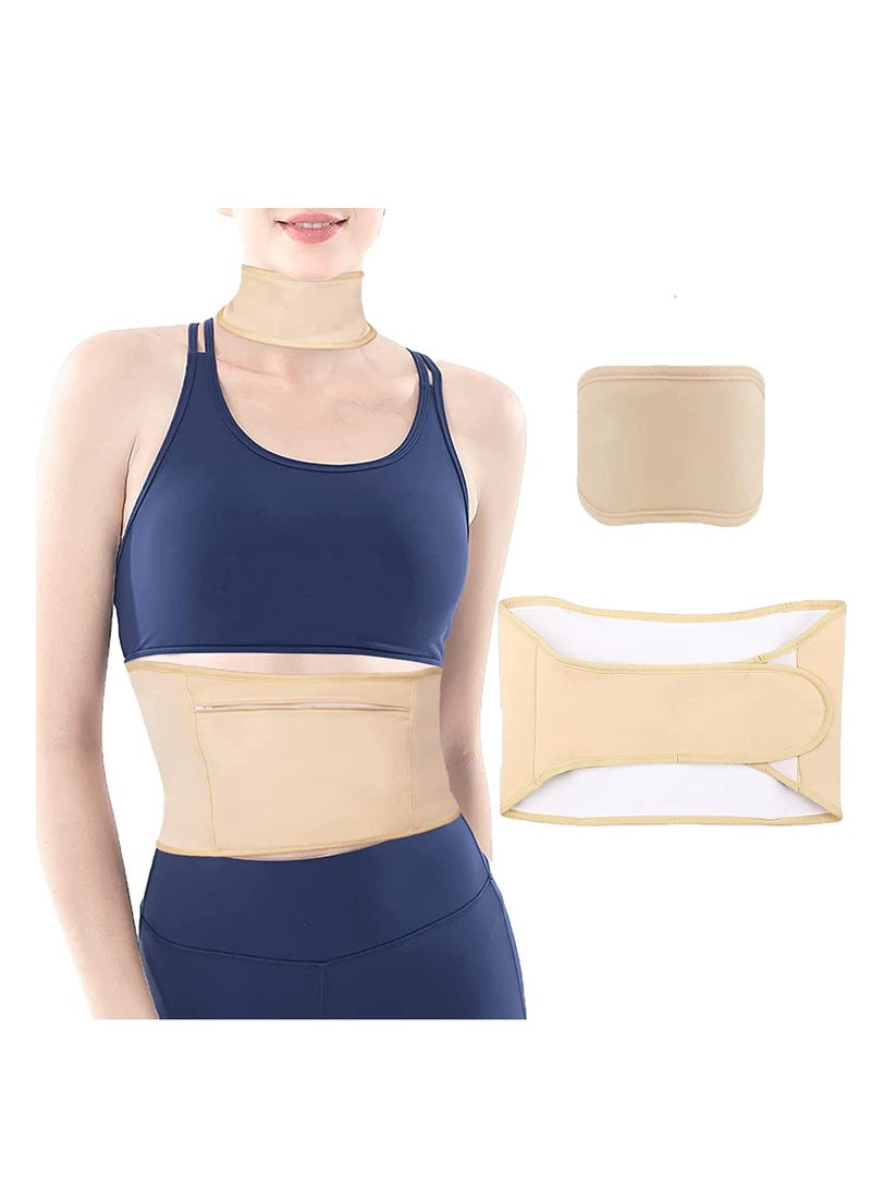 Excefore Castor Oil Pack Wrap, Adjustable Reusable Organic Castor Oil Pack Kit, Castor Oil Packs for Liver Detox, Less Stress, Castor Oil Free, Cotton Machine Washable Leak Proof(Skin Color Waist+Neck) - Image 1