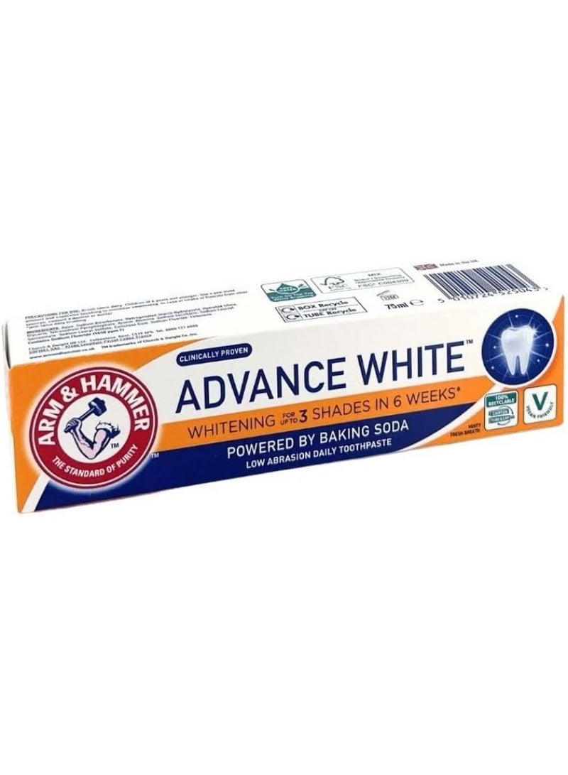 Arm & Hammer أرم آند هامر - معجون أسنان أدفانسد وايت إكستريم - 75 مل - مع ميكروبوليشرز وصودا الخبز - لتبييض مثبت إكلينيكيًا