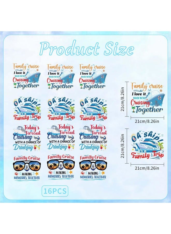 EoBeCy 16 Sheets Cruise Iron on Transfers for T-Shirts, Family Trip DTF Transfers Ready to Press Heat Transfers Vinyl, Iron on Patches Decals for Clothes Bag Hoodie Pillow Covers DIY Crafts - Image 2