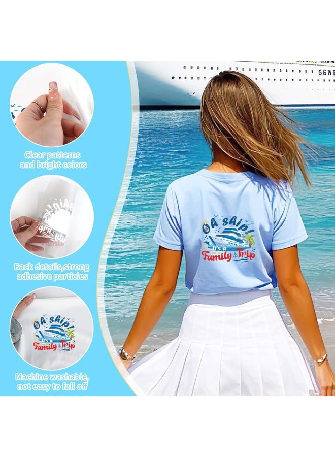 EoBeCy 16 Sheets Cruise Iron on Transfers for T-Shirts, Family Trip DTF Transfers Ready to Press Heat Transfers Vinyl, Iron on Patches Decals for Clothes Bag Hoodie Pillow Covers DIY Crafts - Image 3