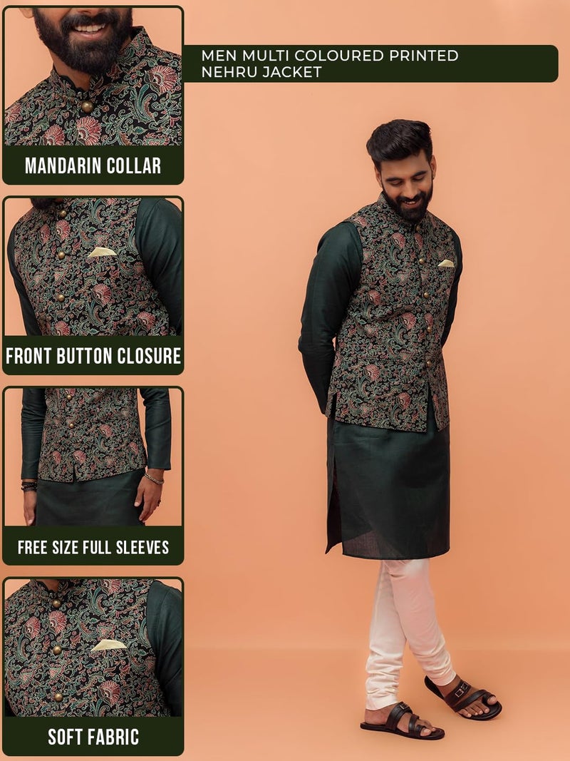 KISAH Nehru Jacket for Men – Printed Pure Cotton Modi Jacket | Ethnic & Formal Waist Coat for Weddings, Parties & Office Wear - Image 2