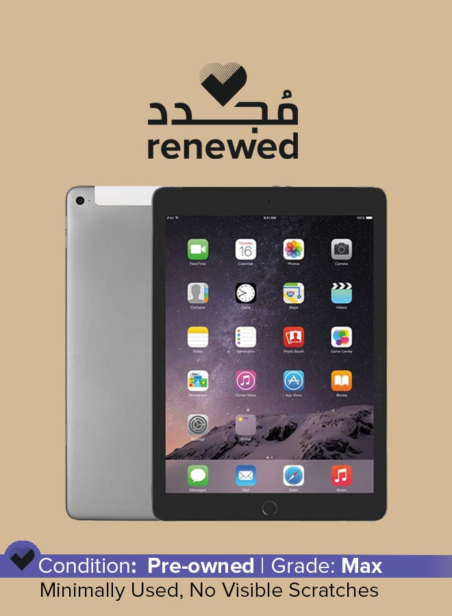 ابل  مجدد - آي باد آير (2014) الجيل الثاني بشاشة مقاس 9.7 بوصة وذاكرة رام سعة 2 جيجابايت وذاكرة داخلية سعة 16 جيجابايت ويدعم تقنية 4G LTE، لون رمادي فلكي - Image 1