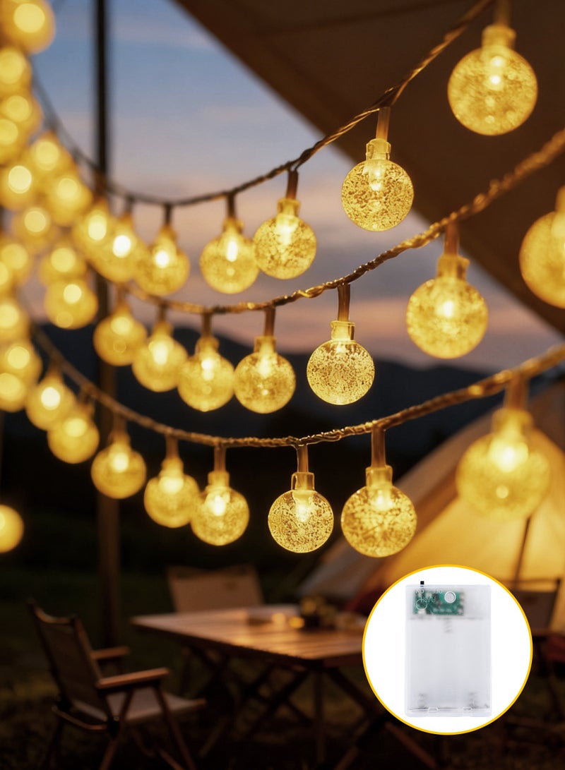 نكومي أضواء العطلات، أضواء زينة تعمل بالبطارية 10 أمتار 80 LED، أضواء سلسلة خارجية مقاومة للماء، مناسبة للاستخدام الداخلي، الحديقة، الفناء، التخييم، زينة عيد الميلاد (نمط كرة بلورية دافئة) - Image 1