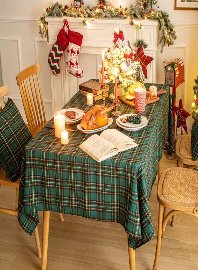 AQOTHES Green Yellow Plaid Christmas Tablecloth 60x120, Tartan Table Cloth Decorations, Winter Holiday Tablecloths for Rectangle Tables Parties Dining Farmhouse Kitchen Decor - Image 3