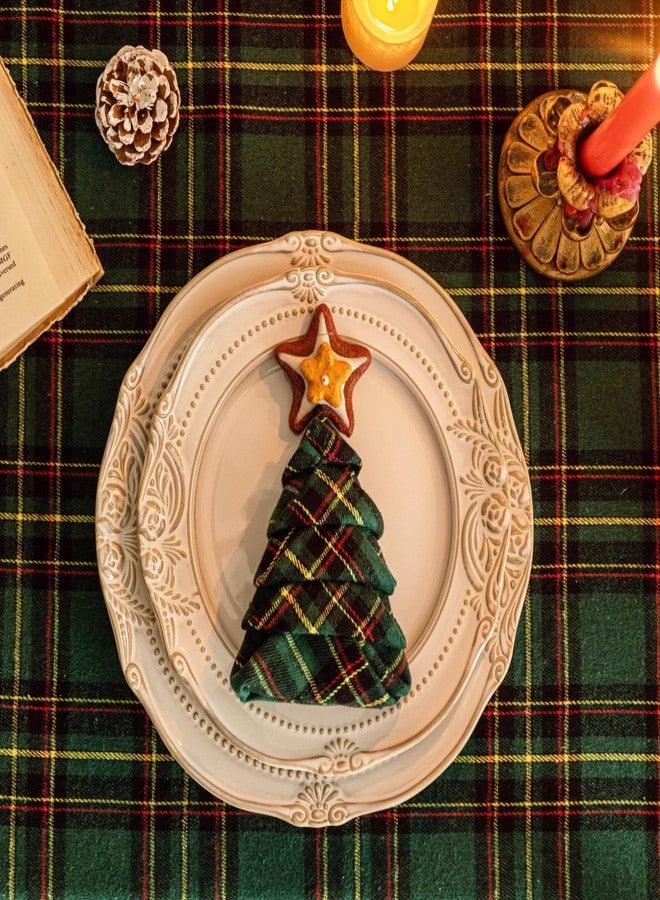 AQOTHES Green Yellow Plaid Christmas Tablecloth 60x120, Tartan Table Cloth Decorations, Winter Holiday Tablecloths for Rectangle Tables Parties Dining Farmhouse Kitchen Decor - Image 4