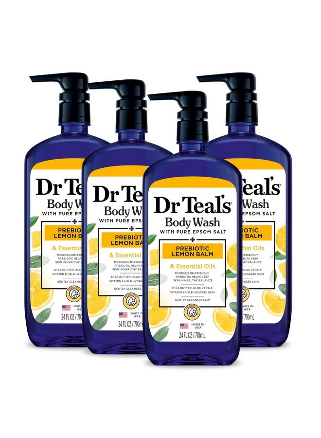 Dr Teal's Body Wash With Pure Epsom Salt With Prebiotic Lemon Balm & Sage 24 Fl Oz (Pack Of 4) (Packaging May Vary) - Image 1