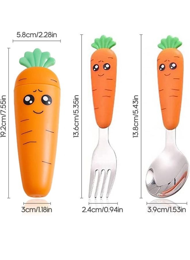 SUNIFY - 2-Piece Kids Spoon And Fork With Travel Case Orange 17.5x3x8cm - Image 1