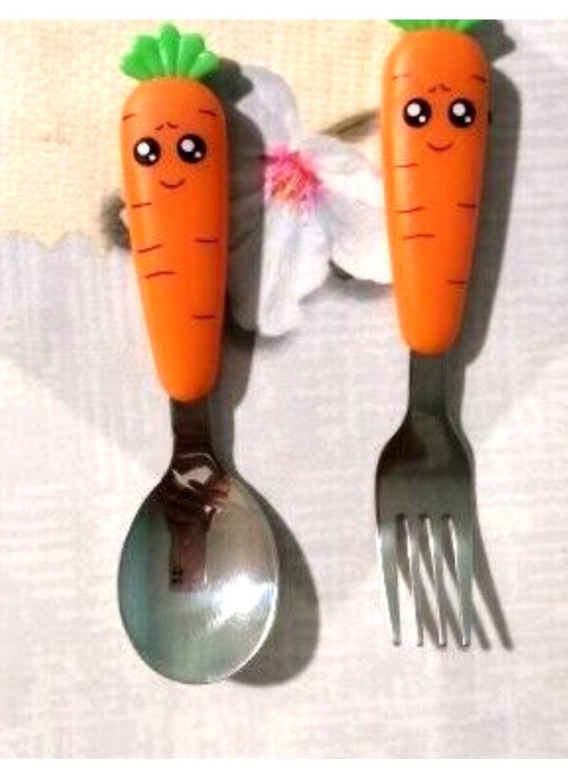 SUNIFY - 2-Piece Kids Spoon And Fork With Travel Case Orange 17.5x3x8cm - Image 1