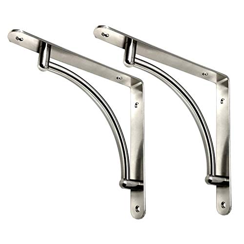 Desunia Decorative Contemporary Shelf Brackets - 8 3/4inches x 8 3/4inches - Satin Nickel - Pair - Image 4