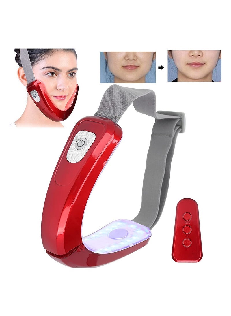 كابتن تيك Electric Face Slimming V line Intelligent Face-Lifting Instrument- Face‑Lifting Device - Slimming Vibration Double‑Chin Reducer for Tightening Skin Double Chin Red Blue LED with Remote Control White - Image 2