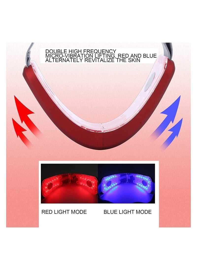 كابتن تيك Electric Face Slimming V line Intelligent Face-Lifting Instrument- Face‑Lifting Device - Slimming Vibration Double‑Chin Reducer for Tightening Skin Double Chin Red Blue LED with Remote Control White - Image 3