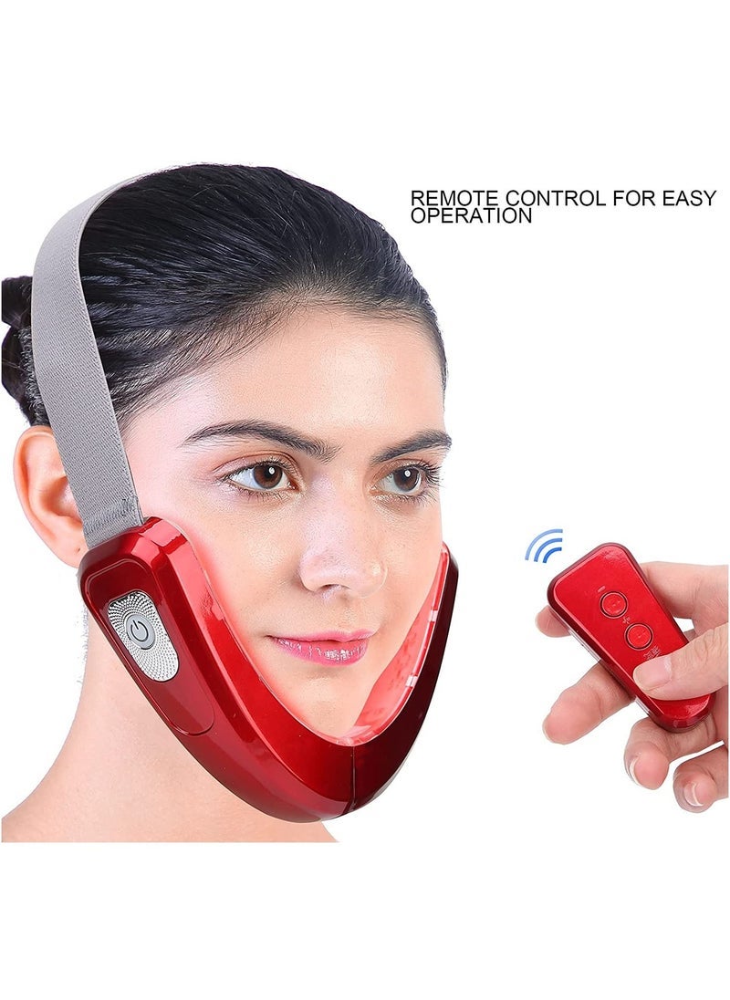 كابتن تيك Electric Face Slimming V line Intelligent Face-Lifting Instrument- Face‑Lifting Device - Slimming Vibration Double‑Chin Reducer for Tightening Skin Double Chin Red Blue LED with Remote Control White - Image 4