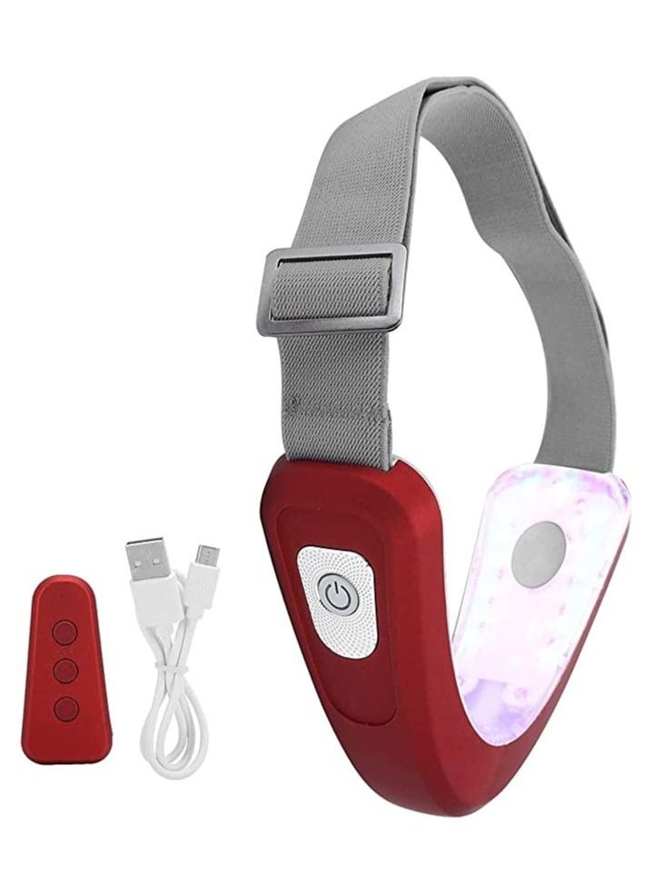 كابتن تيك Electric Face Slimming V line Intelligent Face-Lifting Instrument- Face‑Lifting Device - Slimming Vibration Double‑Chin Reducer for Tightening Skin Double Chin Red Blue LED with Remote Control White - Image 5