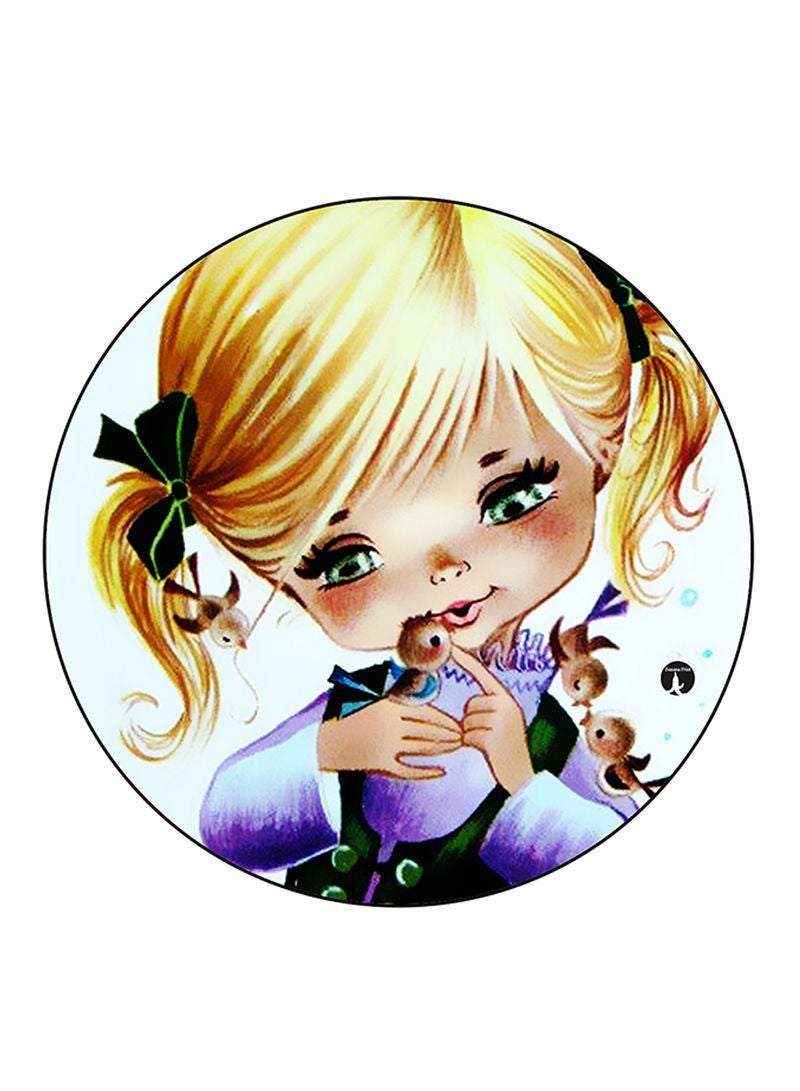 RKN Girl Printed Mouse Pad Round  Multicolour