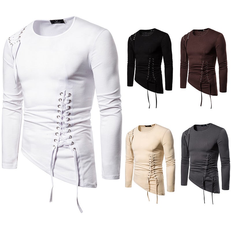 2019 Fashion European Size Men'S Casual Long Sleeve T-Shirt Irregular T-Shirt Men - Image 2