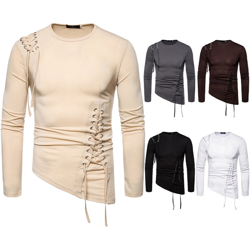 2019 Fashion European Size Men'S Casual Long Sleeve T-Shirt Irregular T-Shirt Men - Image 3
