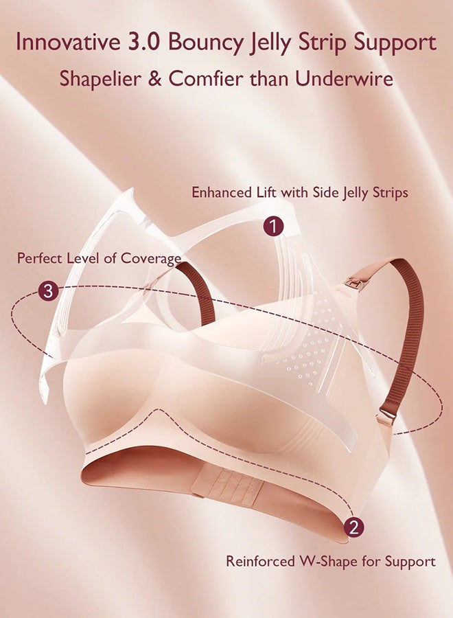 Momcozy Maternity & Nursing Bra - V Jelly Strip Lift Nursing Bra- Stylish - FB001 - Oyster Pink - XL - Image 4