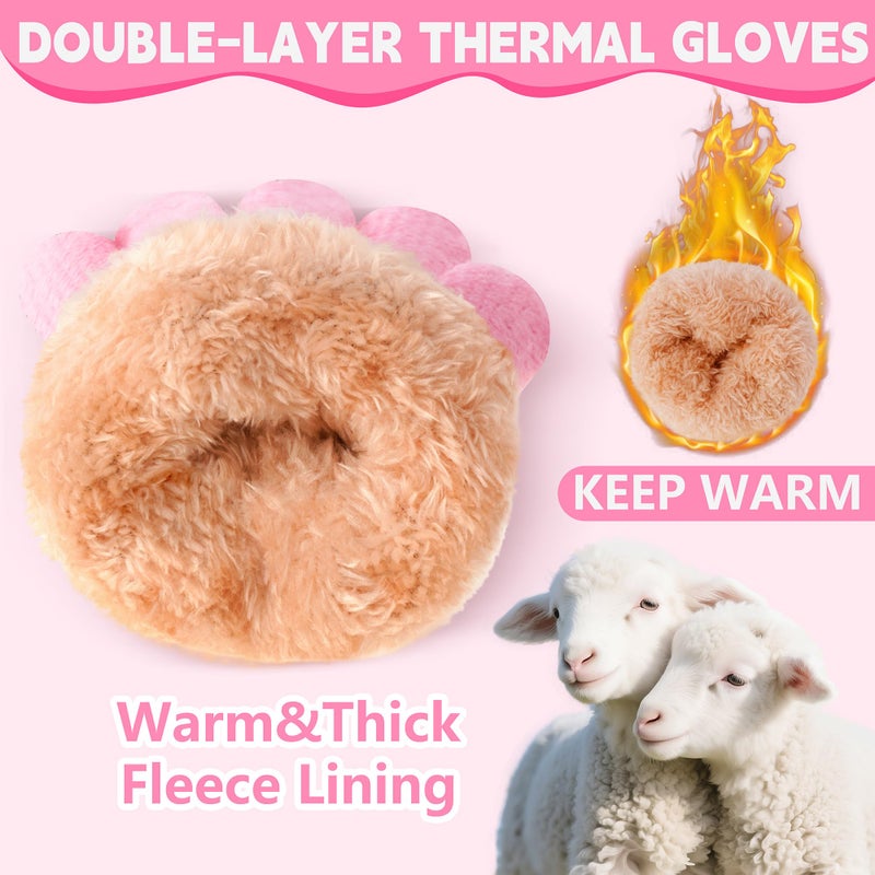 FENELY Winter Gloves for Boys Girls - Kids Warm Knit Thermal Cable Knitted Gloves Purple Wool Fleece Lined Mittens for Cold Weather - Image 3