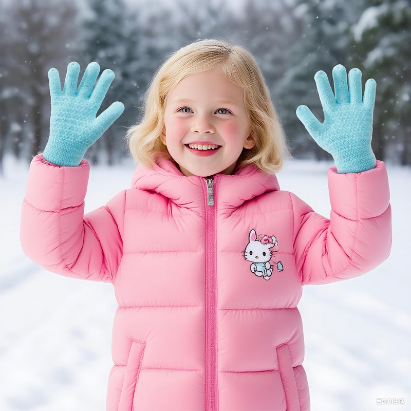 FENELY Winter Gloves for Boys Girls - Kids Warm Knit Thermal Cable Knitted Gloves Purple Wool Fleece Lined Mittens for Cold Weather - Image 5