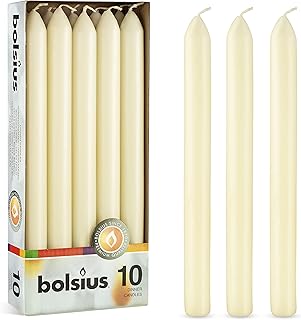 BOLSIUS 10 Count Household Ivory Dinner Candles - 9 Inches - Premium European Quality - Approx. 8 Hours Burn Time - - Image 1