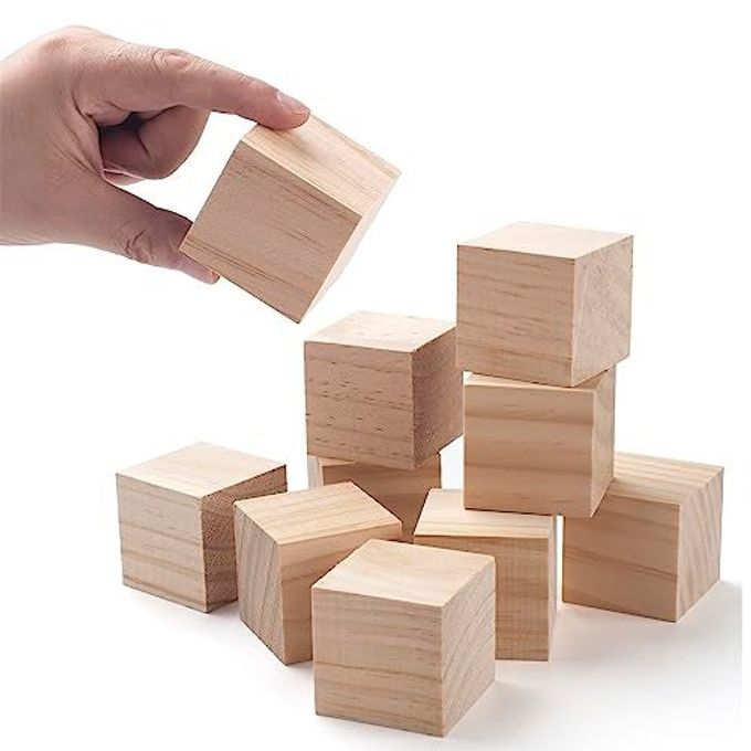 Coowayze Wooden Cubes Wood Blocks for Crafts, 2 inch 10 PCS Blank Large Wooden Blocks for Crafts and Decor, Unfinished Natural Solid Squares Wood Cubes for Carving, Letter Stamps, Model Making - Image 3