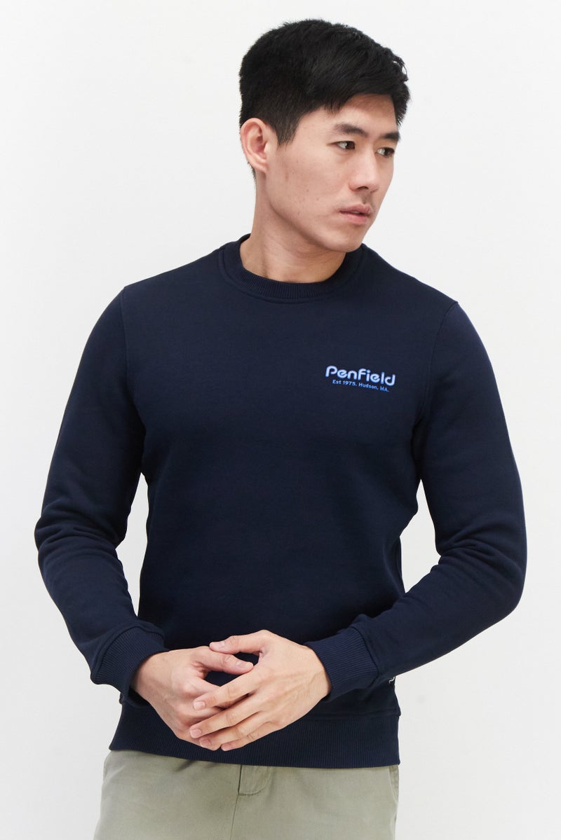 Penfield سويت شيرت رجالي بأكمام طويلة وياقة دائرية بشعار العلامة التجارية، أزرق داكن - Image 1