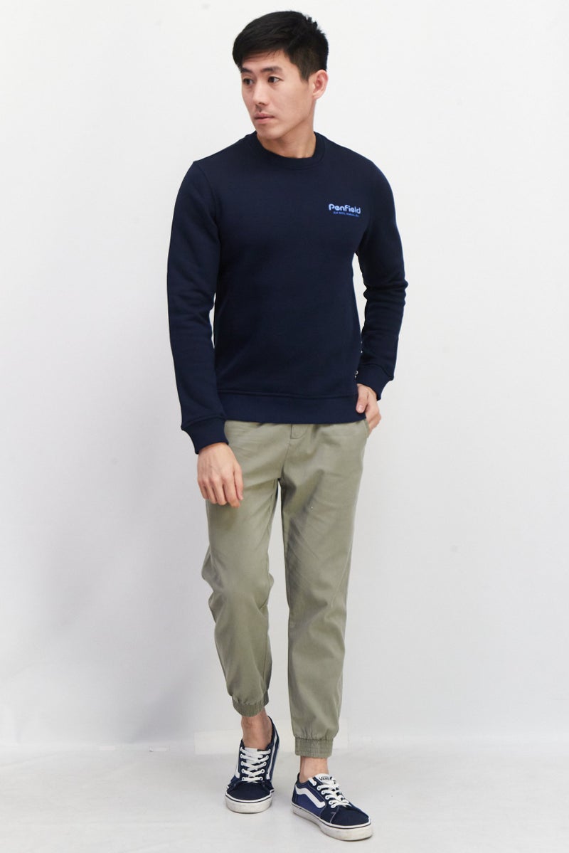 Penfield سويت شيرت رجالي بأكمام طويلة وياقة دائرية بشعار العلامة التجارية، أزرق داكن - Image 4