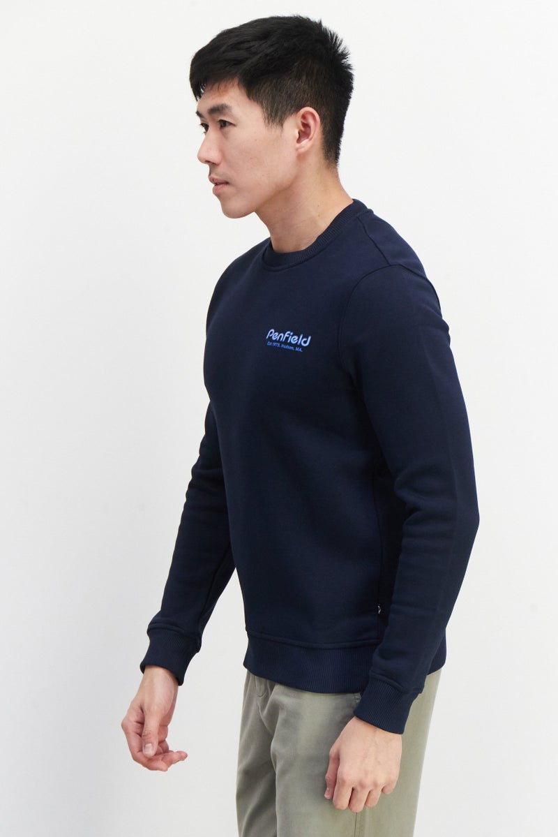 Penfield سويت شيرت رجالي بأكمام طويلة وياقة دائرية بشعار العلامة التجارية، أزرق داكن - Image 2