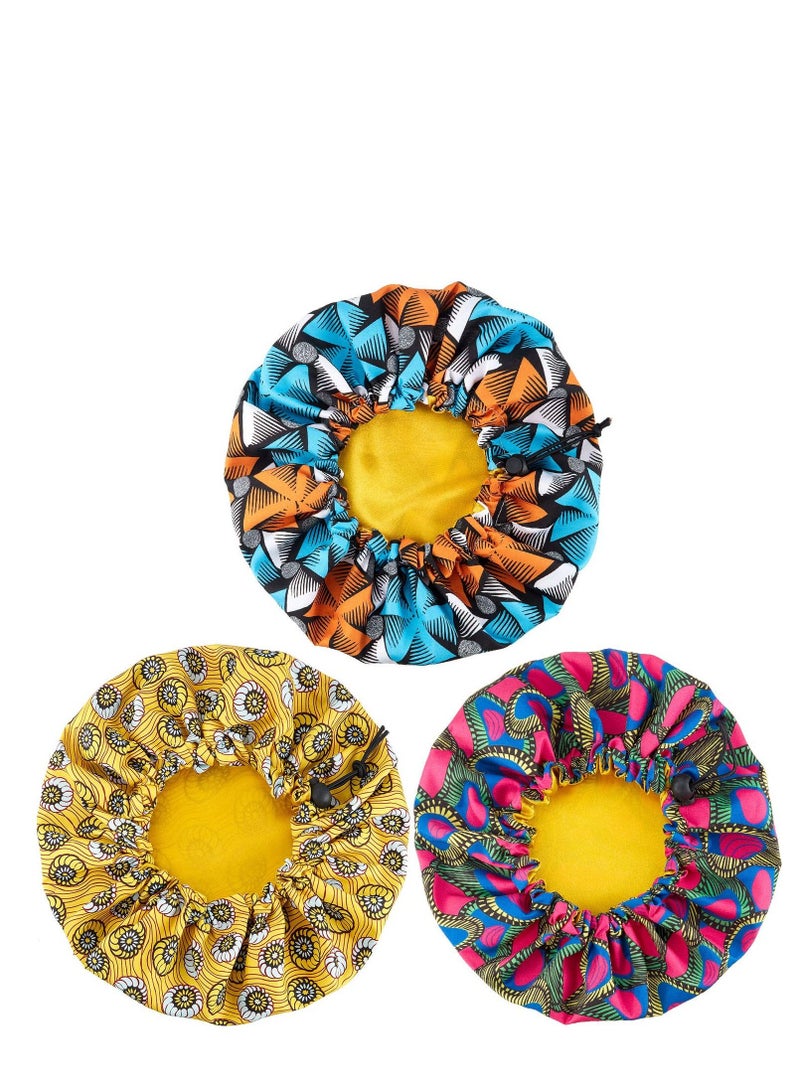 شو وو 3 Pieces Kids Satin Bonnet Adjustable Sleeping Cap Reversible Soft Flower Night Hats for Teens Toddler Child Baby - Image 1