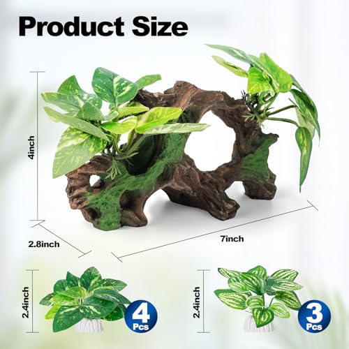 Xereooe 8 Pcs Driftwood Cave Aquarium Decor Decor Silk Aquarium Plants Leaves are Soft and Safe for Aquarium Decoration and Fish Tank Decoration - Image 3