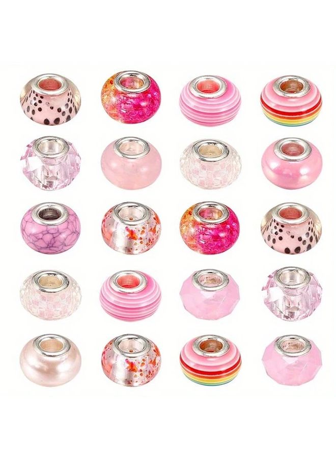 20pcs Large Hole Resin Beads Kit Pink Pastel Multicolor For Bracelet Necklace DIY - Image 1