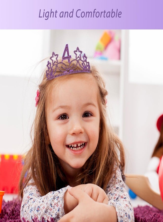 MEANT2TOBE 4th Birthday Sash and Tiara for Girls - Fabulous Glitter Sash + Stars Rhinestone Purple Premium Metal Tiara for Girls, 4th Birthday Gifts for Princess Party - Image 4