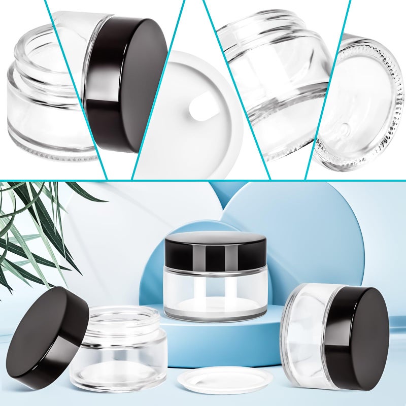 Motbach 6 Pack 1Oz Glass Jars With Lids  1Ounce Small Glass Containers With Lids And Inner Liners  30Ml Clear Round Jars Travel Toiletries With Spatula For Makeup Cosmetic Salve Lipbalm Cream Lotion - Image 3