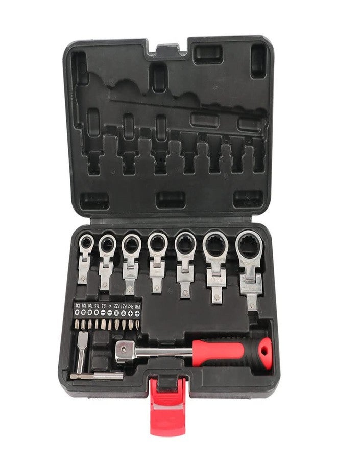 LSLANSOON 20 Pcs Flex Head Ratchet Wrench Set, 8mm-19mm Changeable Torx Head Wrench Ratchet Screwdriver Multi Tool Set with Case - Image 1
