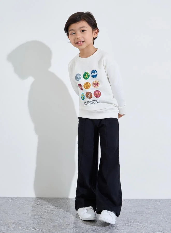 Styli Boys Off White Graphic print Oversized Sweatshirt
