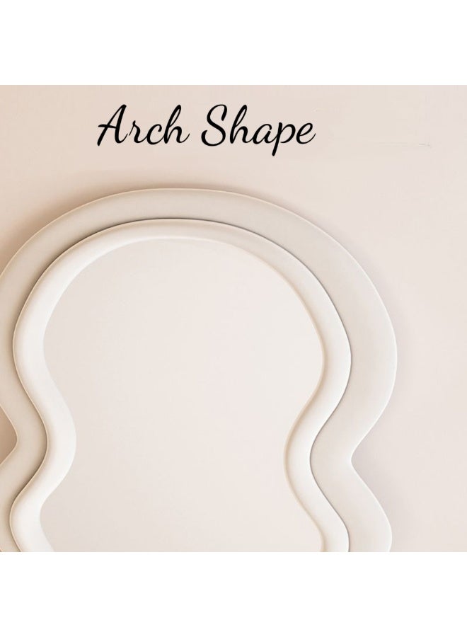 Noon East Velvet Framed Wave Shape Standing Full Length Mirror, HD Floor Standing Rounded, Living Room Entrance Dressing Clothes Mirror, L160 x W60 cm, Living Room - Image 4