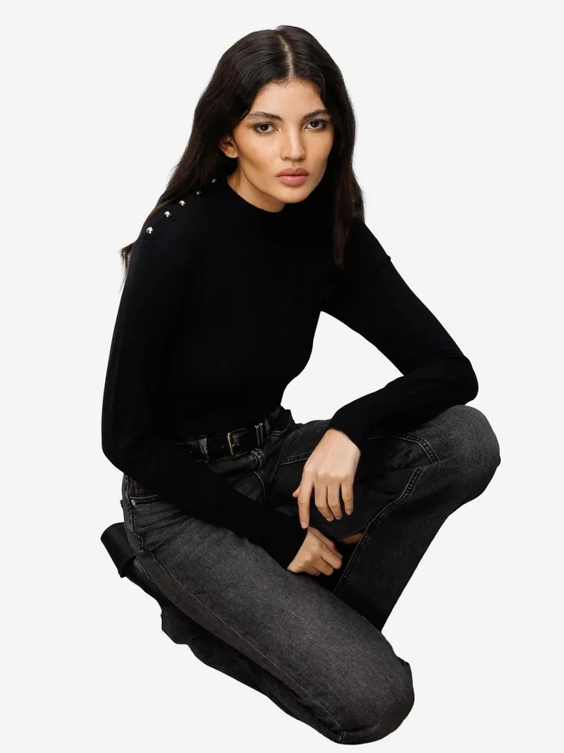 MIXRAY Turtleneck Knit Sweater