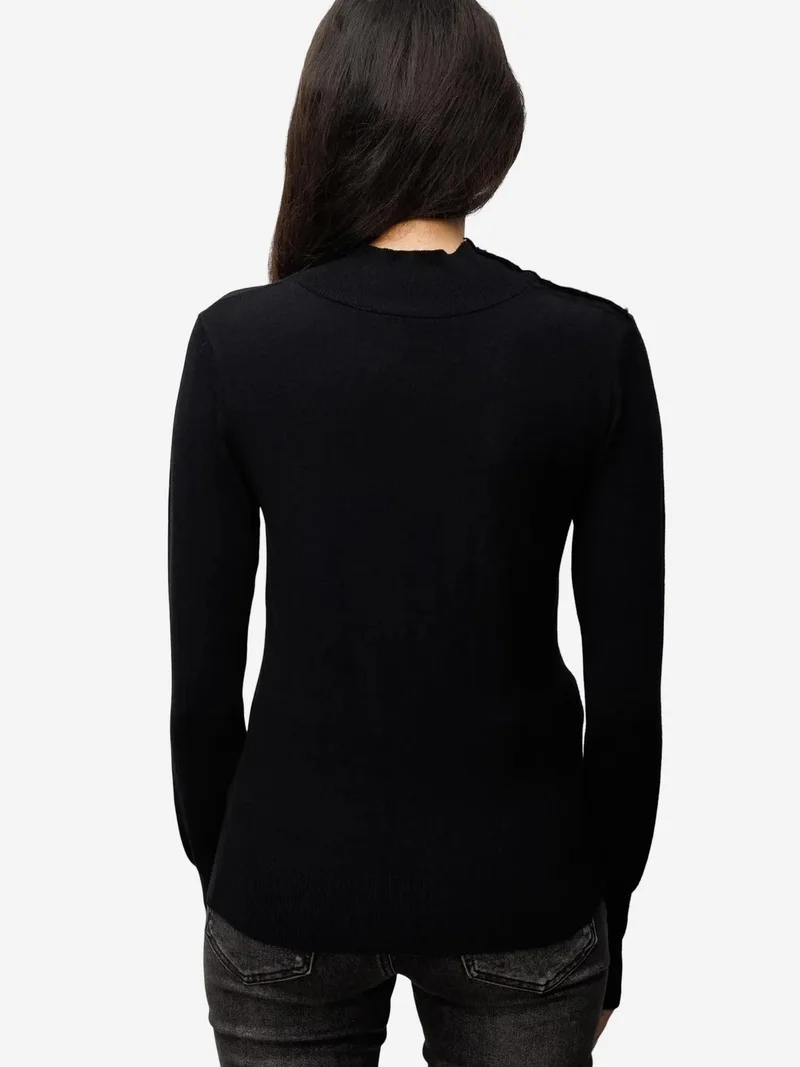 MixRay Black MIXRAY Turtleneck Knit Sweater for Women | Best Price UAE