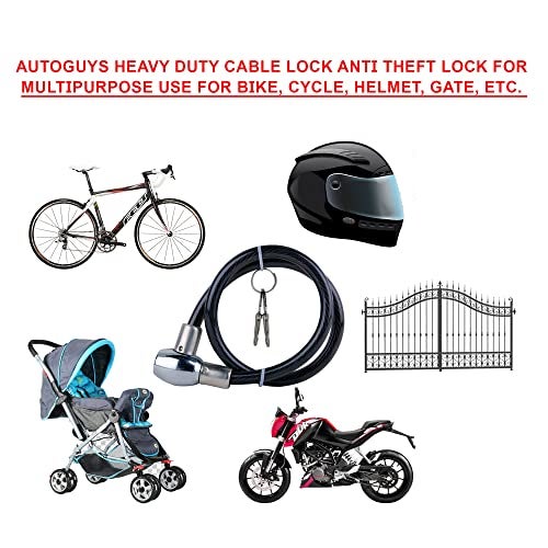 AUTOGUYS Heavy Duty Cable Lock Anti Theft Lock for Multipurpose use for Bike, Cycle Lock, Helmet Lock - Image 4