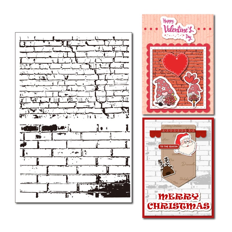 Arbuya Bricks Wall Background Clear Stamps for Card Making and Journaling Wall Rubber Silicone Stamp for Journals Scrapbooking Crafts