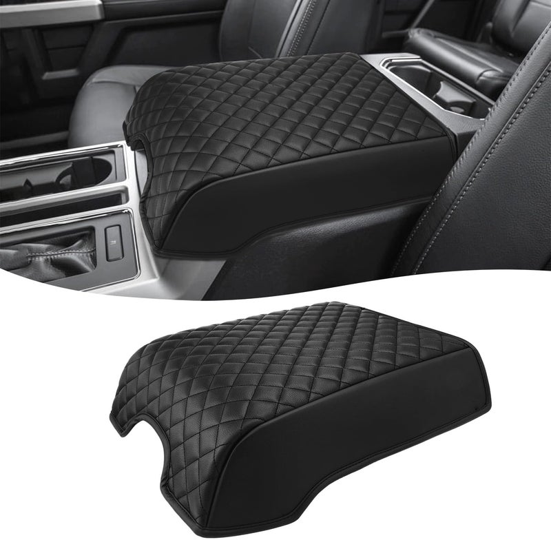 KBH Center Console Armrest Cover for 2015-2020 Ford F150, 2017-2022 F250 F350 F450 F550, 2018-2024 Expedition, Bucket Seat, PU Leather Cushion Thick Pad, Anti-Scratch, Black (Not for Other Years) - Image 1