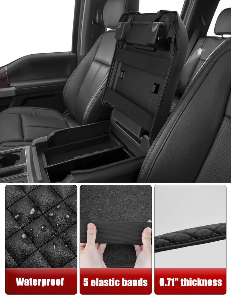 KBH Center Console Armrest Cover for 2015-2020 Ford F150, 2017-2022 F250 F350 F450 F550, 2018-2024 Expedition, Bucket Seat, PU Leather Cushion Thick Pad, Anti-Scratch, Black (Not for Other Years) - Image 5