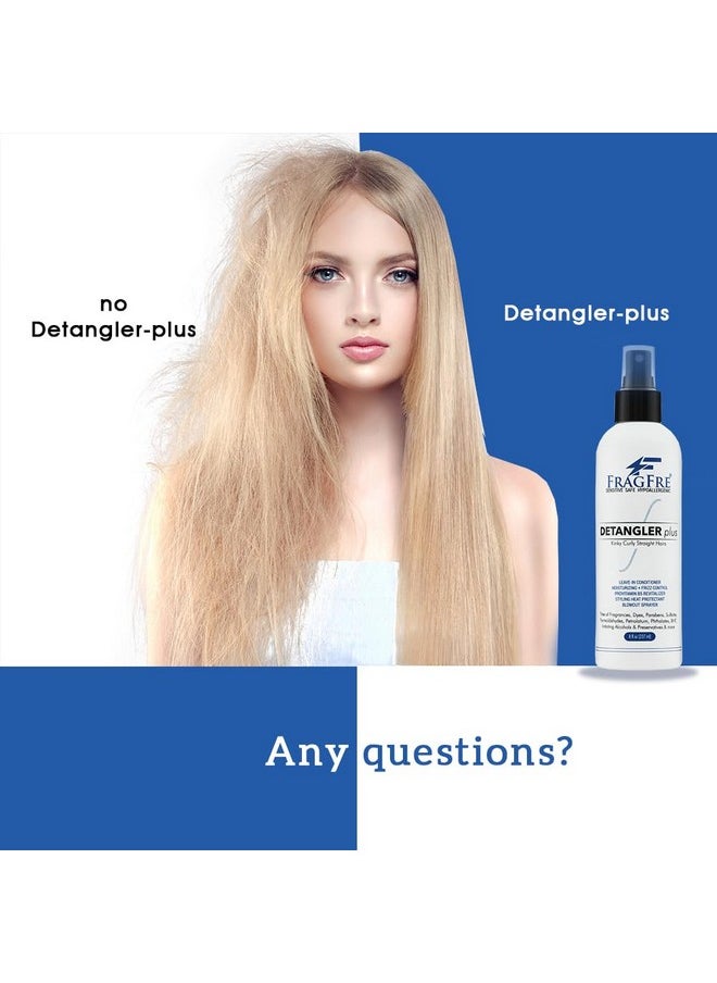 FRAGFRE Detangler Plus Styling Hair Spray 8 Oz Heat Protectant And Blowout Spray Leave In Conditioner For Sensitive Skin Fragrance Free Hypoallergenic Unscented Anti Frizz Vegan Cruelty Free  - Image 5
