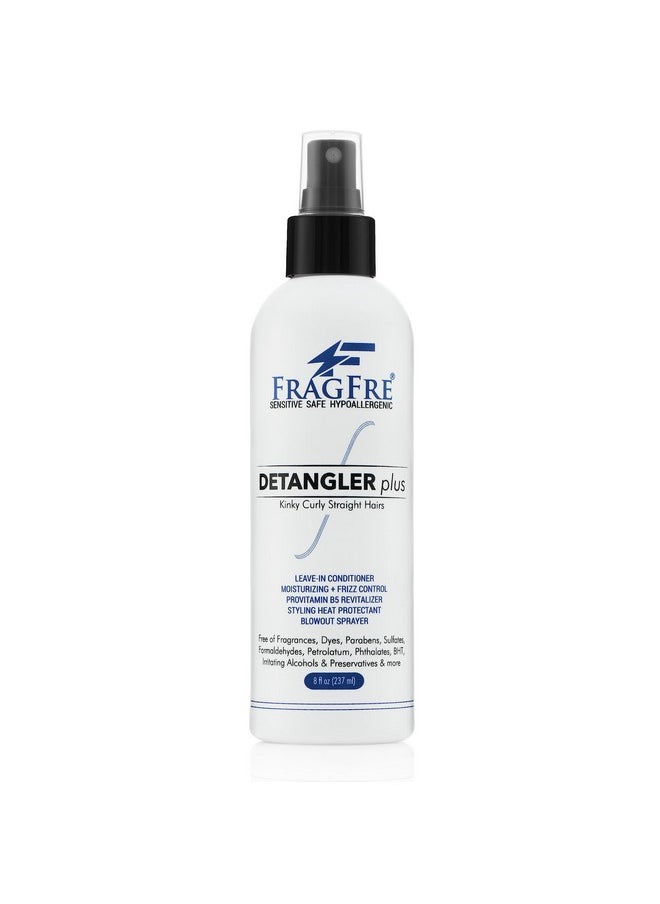FRAGFRE Detangler Plus Styling Hair Spray 8 Oz Heat Protectant And Blowout Spray Leave In Conditioner For Sensitive Skin Fragrance Free Hypoallergenic Unscented Anti Frizz Vegan Cruelty Free  - Image 1