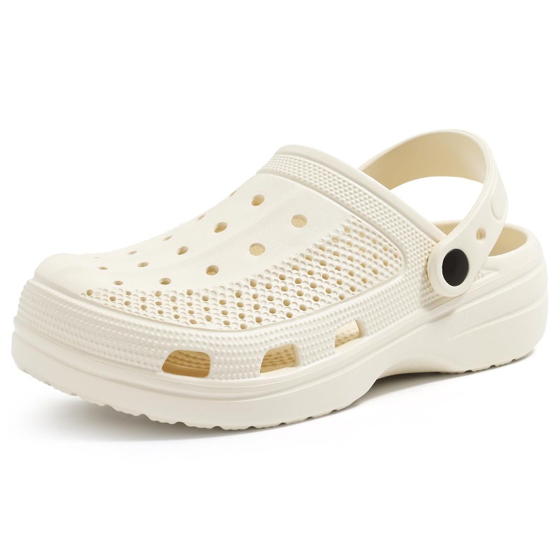 Beslip Womens Mens Garden Clogs Shoes with Arch Support Unisex Comfort Slip-on Sandals, Cream White 7.5 Women/6 Men - Image 1