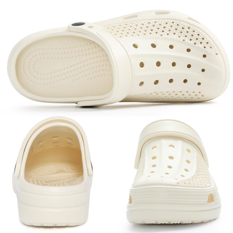 Beslip Womens Mens Garden Clogs Shoes with Arch Support Unisex Comfort Slip-on Sandals, Cream White 7.5 Women/6 Men - Image 4